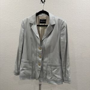 Giorgio Armani Jacket Womens IT 44 Light Blue 95% Silk 5%Cotton Italy